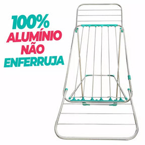 Varal roupas de chão com abas portatil grande nao enferruja cor Prata aluminio Gibafer