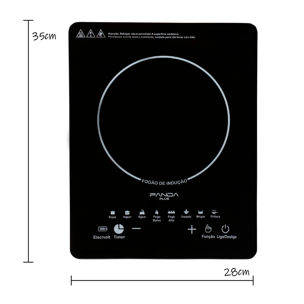 Cooktop de Indução Portátil Panda Plus 1 Boca Gourmet 1800W Compacto e Elegante 110V