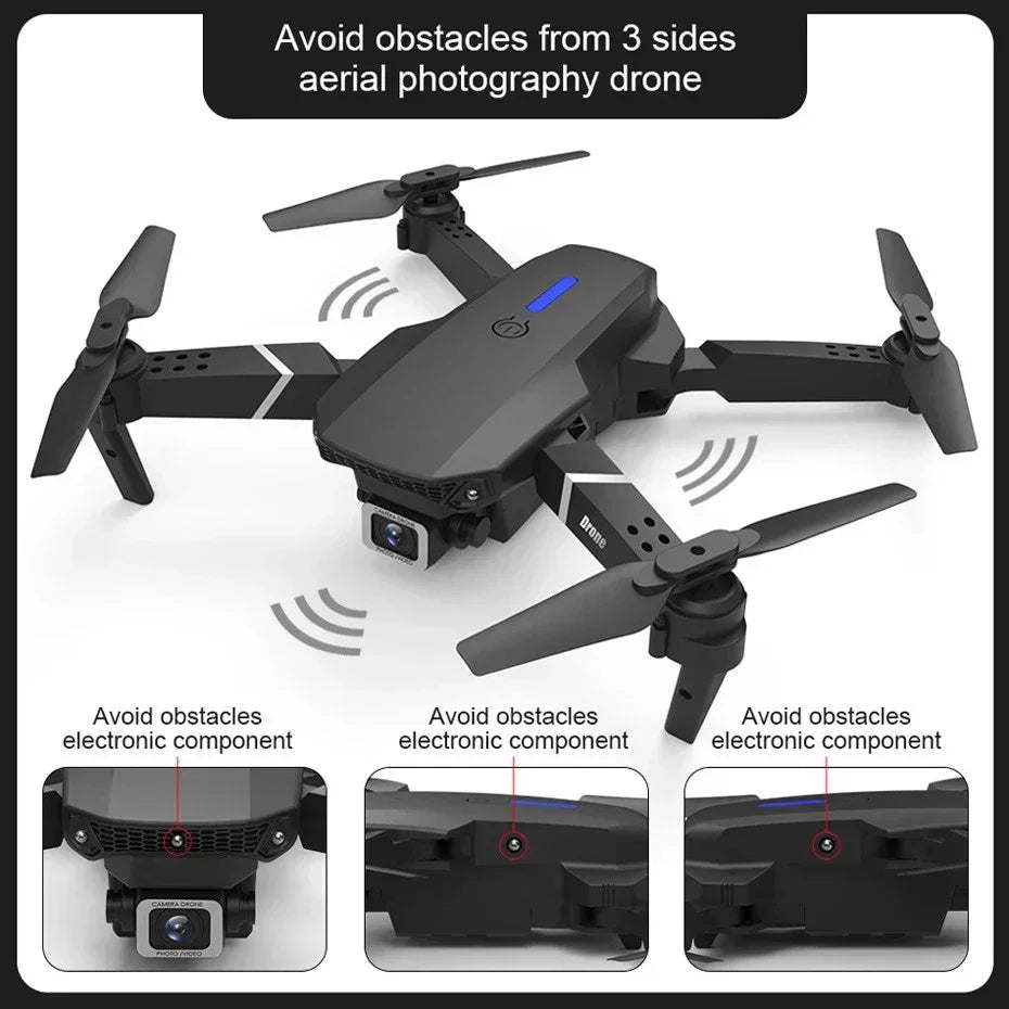 Dobrável Dual HD Camera Drone, Helicóptero RC, FPV, Avental de altura, E88Pro, 4K, 1080P, Grande angular, Wi-Fi, Presente, Profissional, Vender