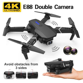 Dobrável Dual HD Camera Drone, Helicóptero RC, FPV, Avental de altura, E88Pro, 4K, 1080P, Grande angular, Wi-Fi, Presente, Profissional, Vender